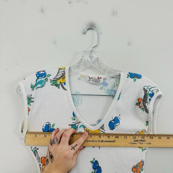 Licorice X White Ribbed Fruit Print Short Sleeve Shirt Girls Size L - Picture 4 of 7